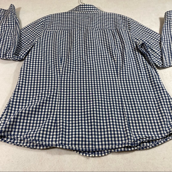 IZOD Gingham Button Down Shirt Long Adjustable Sleeve LG Cotton Blue Whi… - Picture 4 of 10